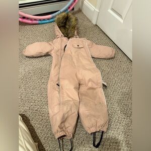 Cozy Kids Pink Snowsuit with Faux Fur Trim